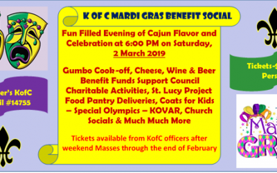 KofC Mardi Gras Benefit Social – March 2nd